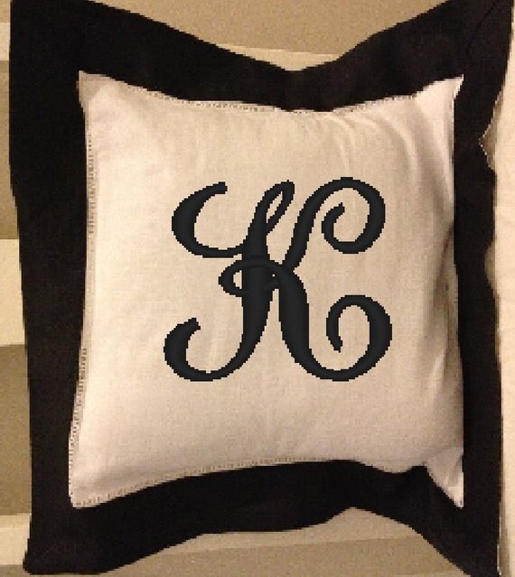 Items similar to Black Pillow Cover/Monogrammed Pillow Decorative