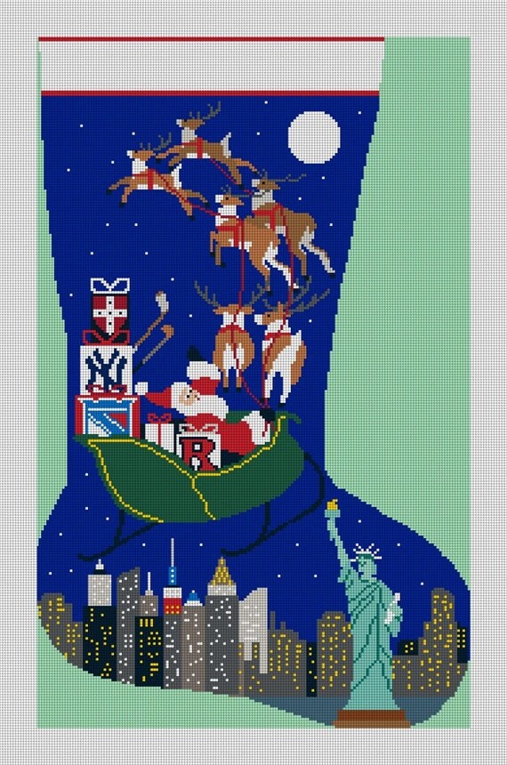 New York City Christmas Needlepoint Stocking Canvas