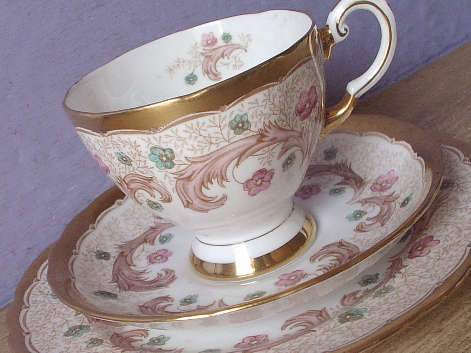 Vintage 1940's Art Deco Tea cup TRIO Tuscan tea by ShoponSherman