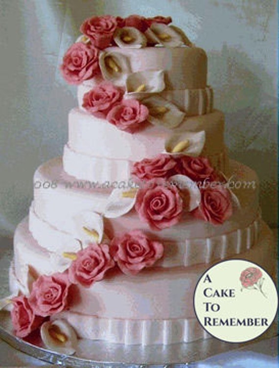 Gumpaste flower cascade for wedding cake sugar flowers