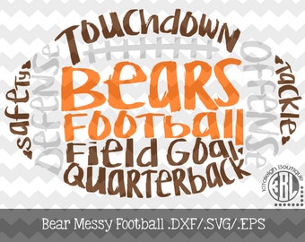 Messy Bears Football design INSTANT DOWNLOAD in dxf/svg/eps for use with programs such as Silhouette Studio and Cricut Design Space