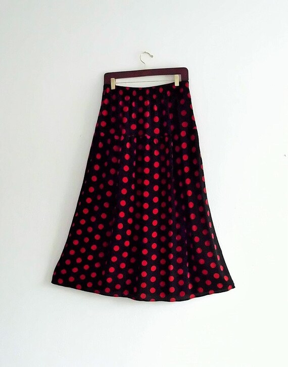 Sale Polka Dot Long Black and red Chiffon Skirt