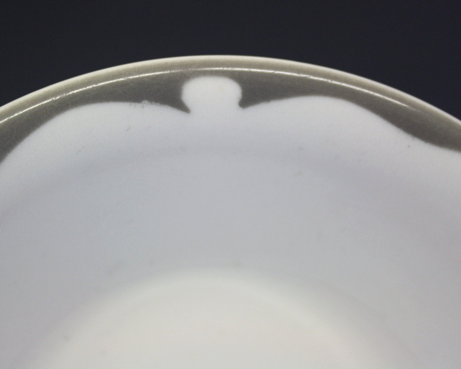 Vintage White Buffalo China Dessert Dish with Grey Design on