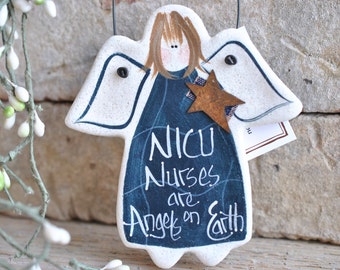 NICU Nurse Gift Thank You Salt Dough Angel Ornament