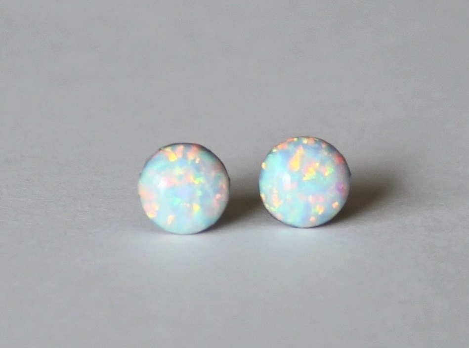 5mm Fire Opal stud earrings Pure Titanium opal earrings