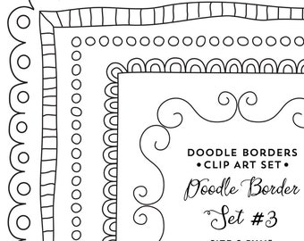 Doodle Border Clipart, 8.5x11", Frame Clip Art Instant Digital Download