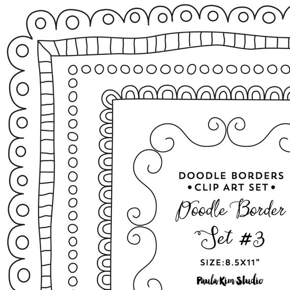 Doodle Border Clipart 8 5x11 Frame Clip Art Instant Digital Il 570xn