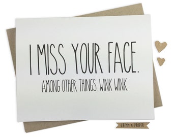 Miss You Card, Miss Your Face, Love, Long Distance Relationship, Thinking of you, Wish You Were Here, Boyfriend, Husband, Girlfriend, Wife