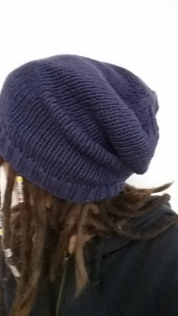 Navy Blue handmade knitted dreadlock hat dread beanie Dread