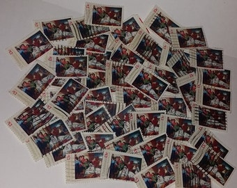 50 Christmas Nativity USA postage stamps Vintage paper ephemera supplies 13 cent illustration image used cancelled lot of 50