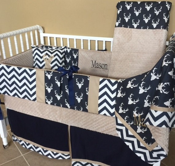 Custom baby bedding 6 pc set woodland deer forest lodge