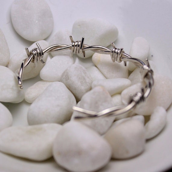 Barbed wire bracelet in sterling silver by on Etsy