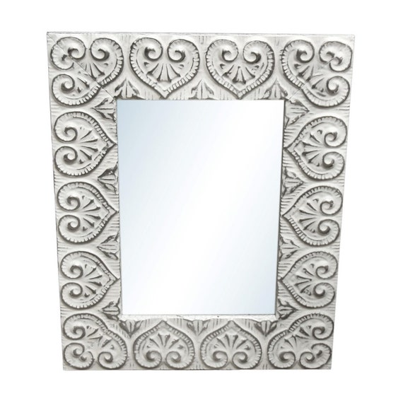 Heart 4.5 in. tin framed mirror