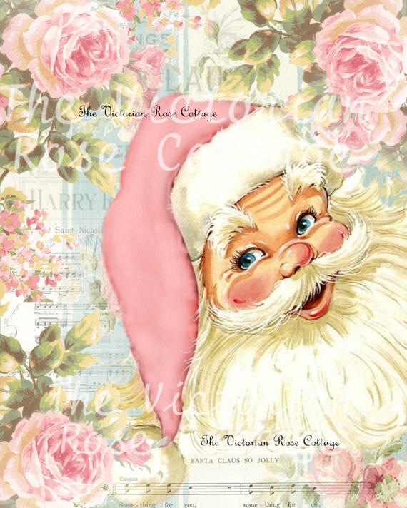items similar to shabby chic style pink santa fabric block items similar to shabby chic style pink santa fabric block