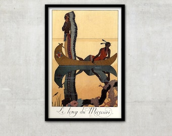 Art Deco print vintage style fashion illustration, "Le Long du Missouri" by George Barbier, IL028.