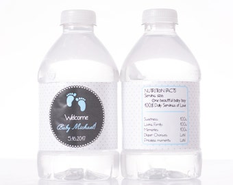 Baby Shower Decoration - 25 Baby Shower Water Bottle Labels, Birthday, etc - Waterproof and self stick