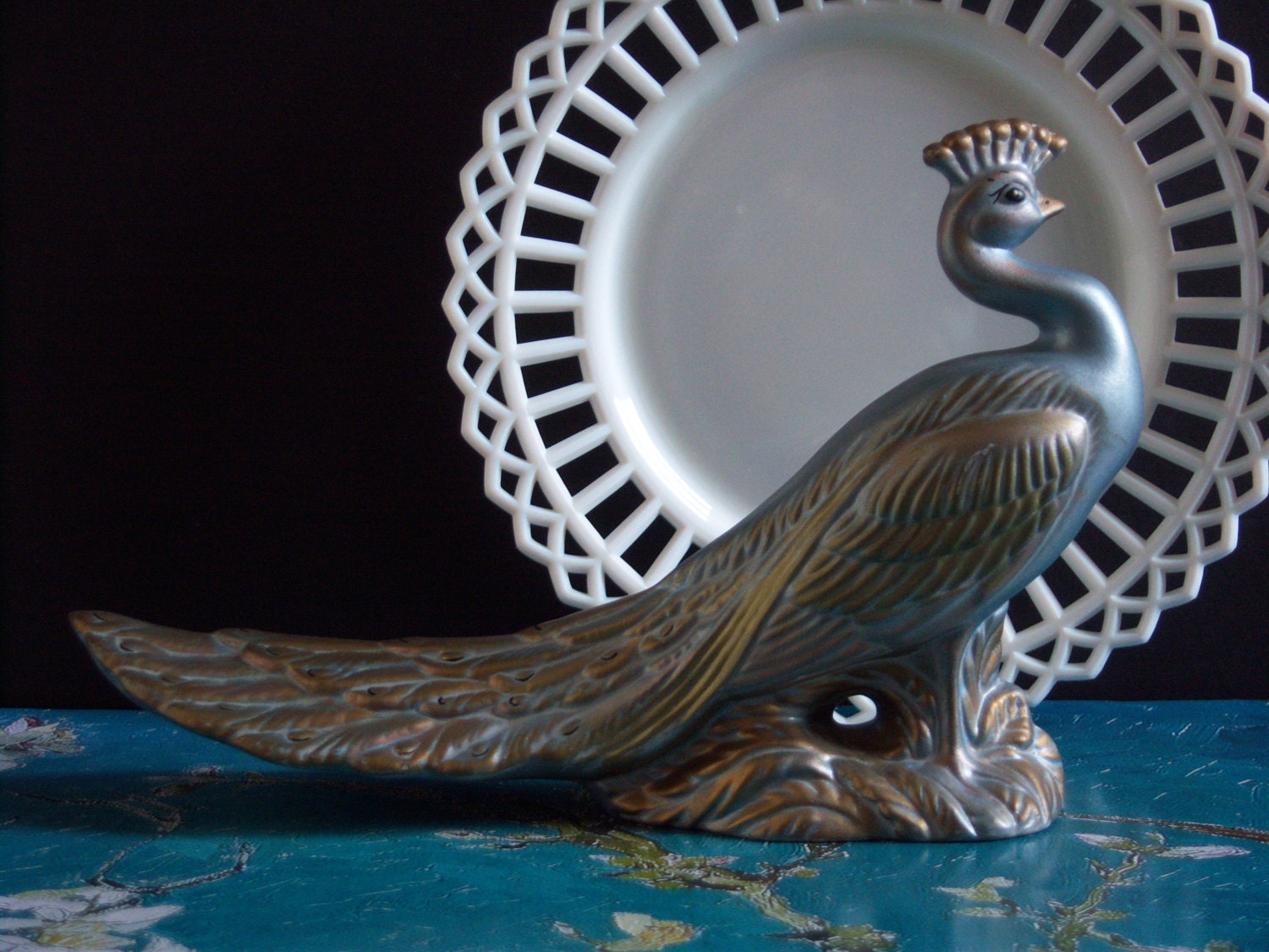 Mid Century Ceramic Peacock Peacock Figurine Mid Century