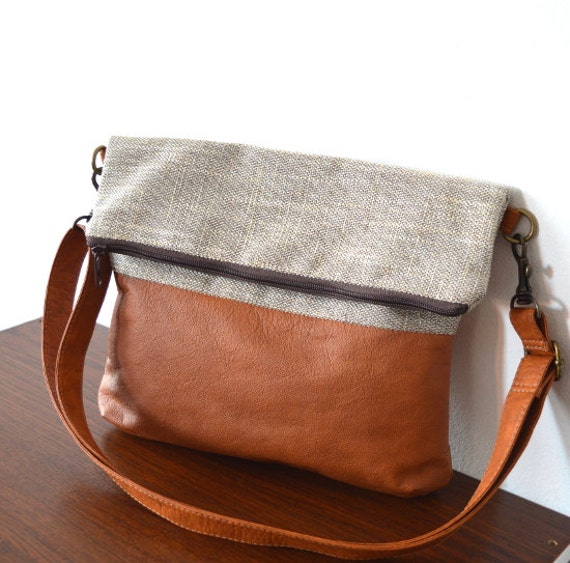 Items similar to Crossbody Bag, Leather and Upholstery Bag Purse