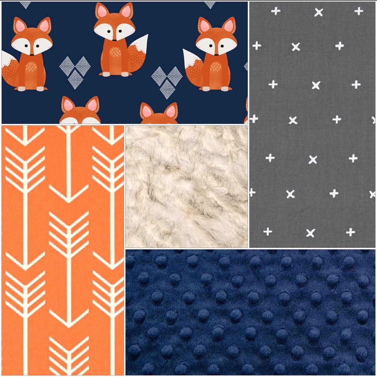 Baby Boy Crib Bedding Navy Fox Gray Plus by DesignsbyChristyS