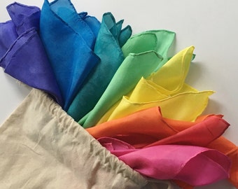Waldorf Inspired Rainbow Play Silks set of 7