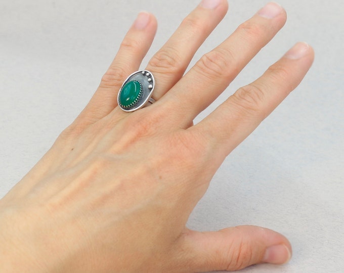 Green Onyx Ring , Onyx Ring Silver , Green Rings , Cocktail Rings , Size 5.5 , Green Stone Rings , Silver 925 , Silver Rings , Onyx Jewelry