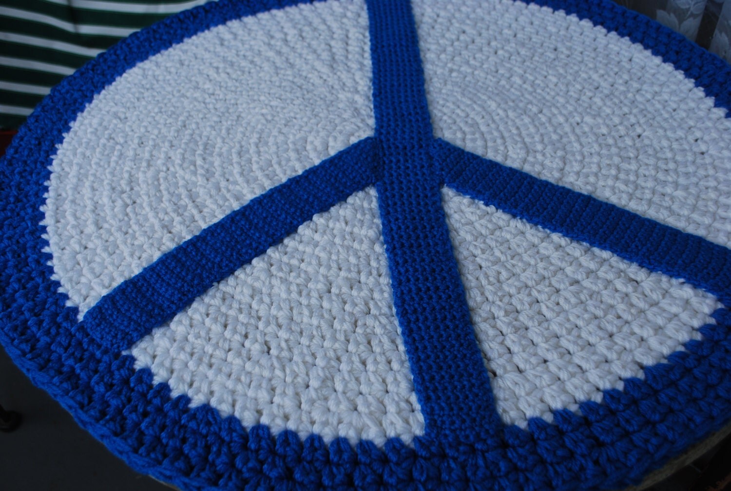 Peace sign rug handmade circle rug