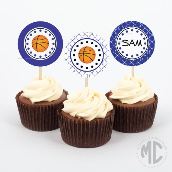 Basketball Printable Digital Party Circles / Cupcake Toppers -- MIrabelle Creations Il_570xn