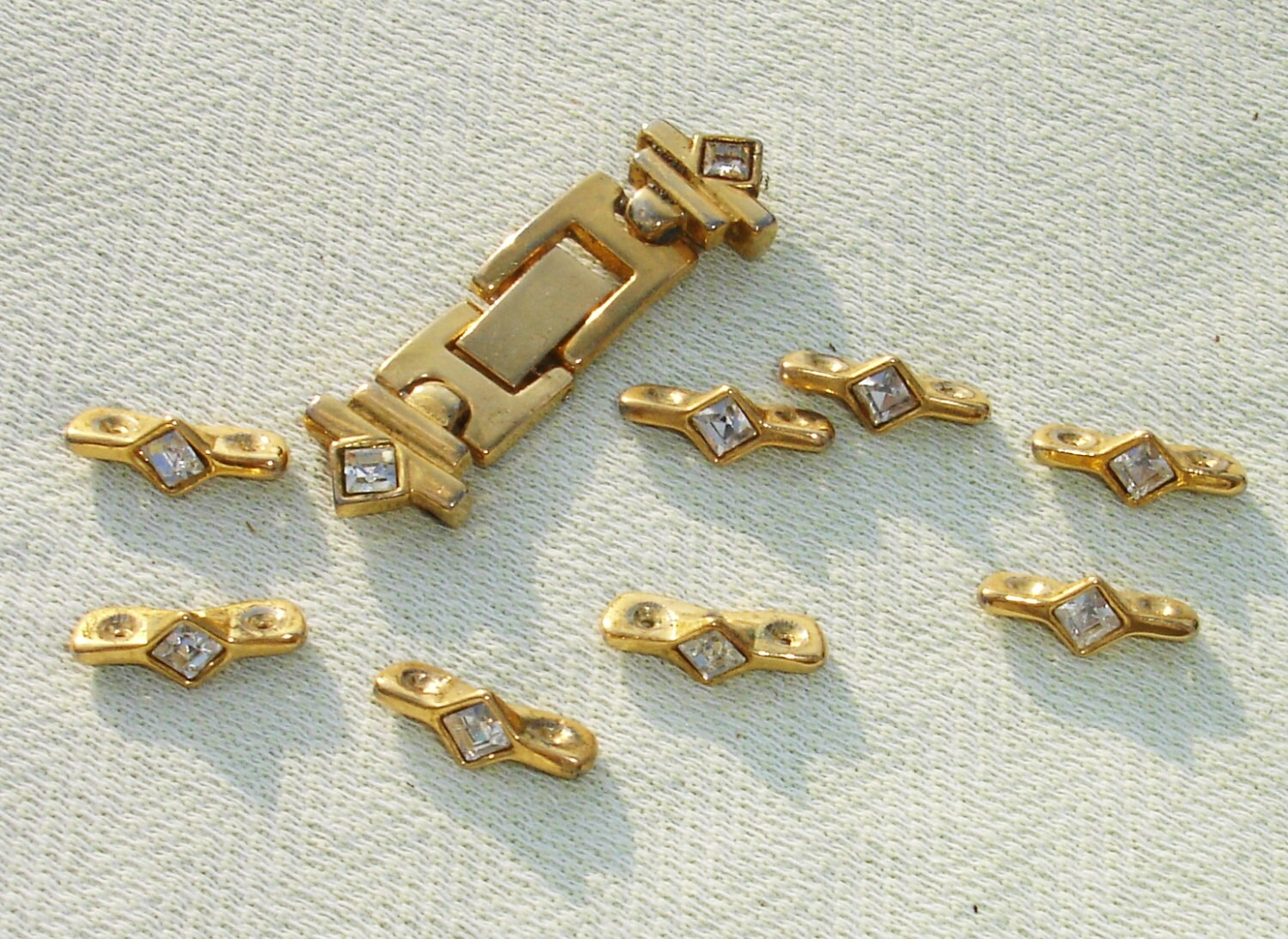 Gold & Rhinestone Metal Slider Beads Jewelry Making Supply