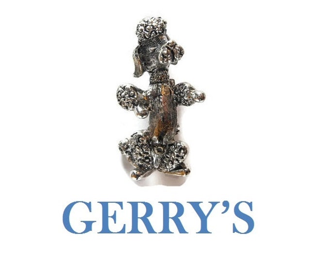 FREE SHIPPING Gerry's poodle brooch pin signed Gerry's, gold tone, textured