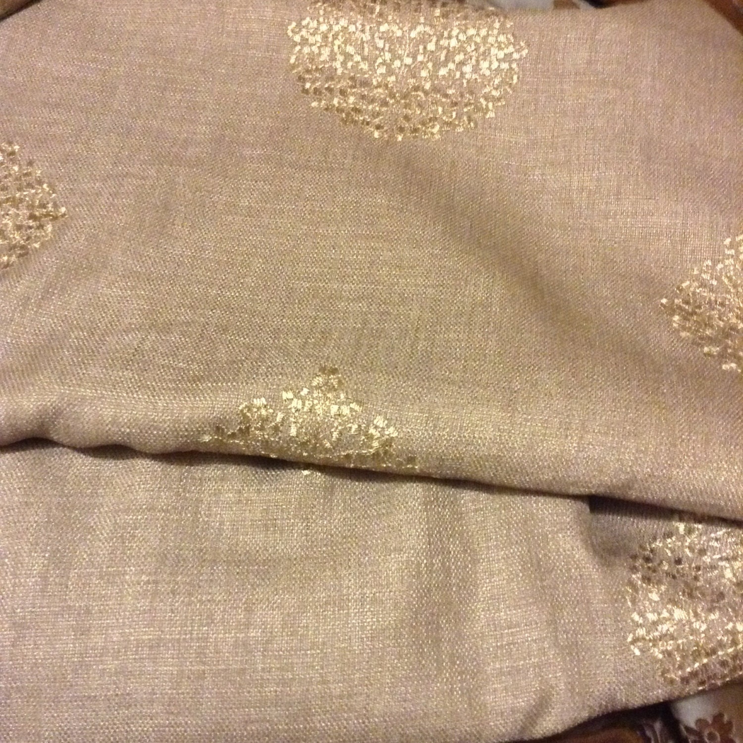 100 designer Linen embroidered fabric by the yard