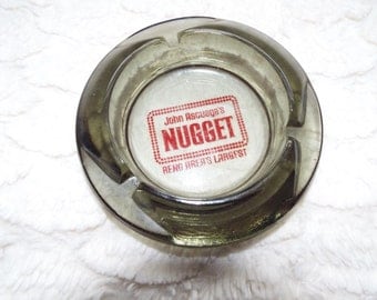 Vintage "John Ascuaga's Nugget" Reno Nevada Ashtray Dark Glass #BIN4010 (30.00+ coupon TOYOU4FREE For free shipping!)