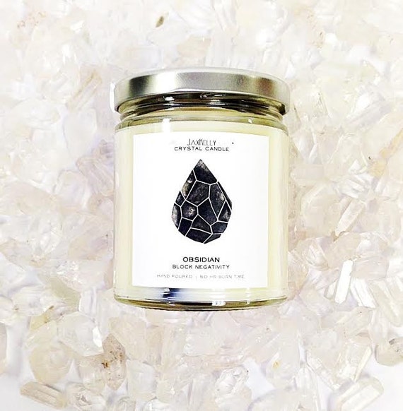 Obsidian Crystal Candle
