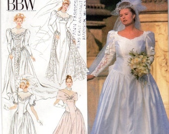 Bridal Gown, Wedding or Bridesmaids Dress Pattern- Size 18, 20, 22, 24; Bust 40", 42", 44", 46" - Simplicity 8009 uncut
