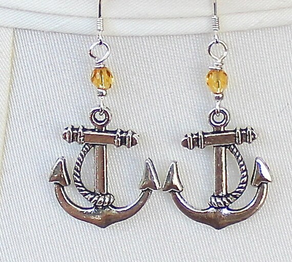 Silver Anchor Earrings Anchor Jewelry Nautical Jewelry