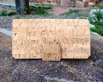 Bambu Cork Checkbook Cover with Duplicate Check Divider, Cork Checkbook Wallet, Checkbook Wallet, Checkbook Cover,Vegan Checkbook Cover