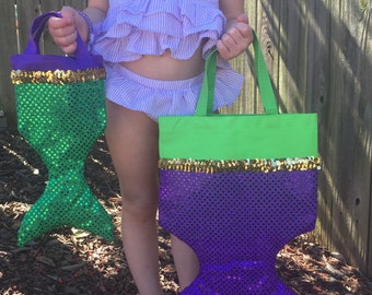 LITTLE MERMAID Party Favor Tote- ARIEL Swimming Party Tote- Small