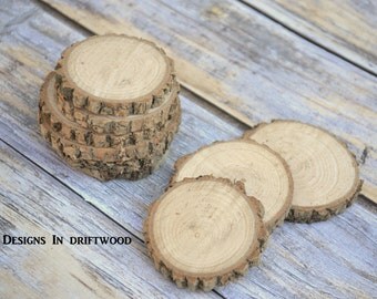 100 -3 1/2- 4 Inch Rustic Wood Slices - Weddings Coasters Anniversary Rustic Events