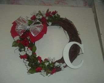 Red and White Vine Wreath- 20-22 " across