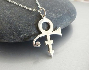 Sterling Silver Prince Symbol Necklace - Prince Necklace - Prince Singer Necklace - Prince Artist Necklace - Prince Pendant