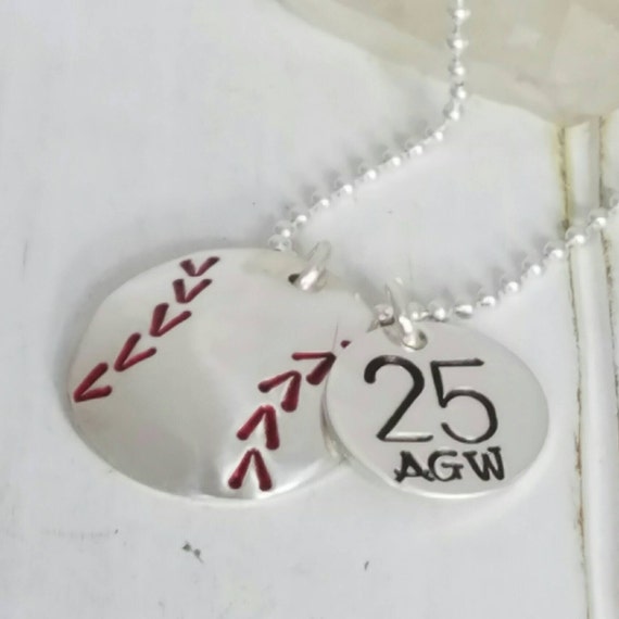 Softball Necklace Sterling Silver Personalized softball