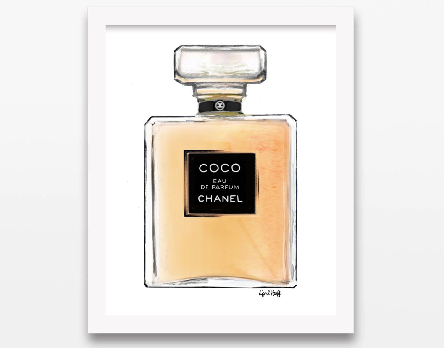 Chanel Perfume Print Fashion Illustration Art Drawing Coco