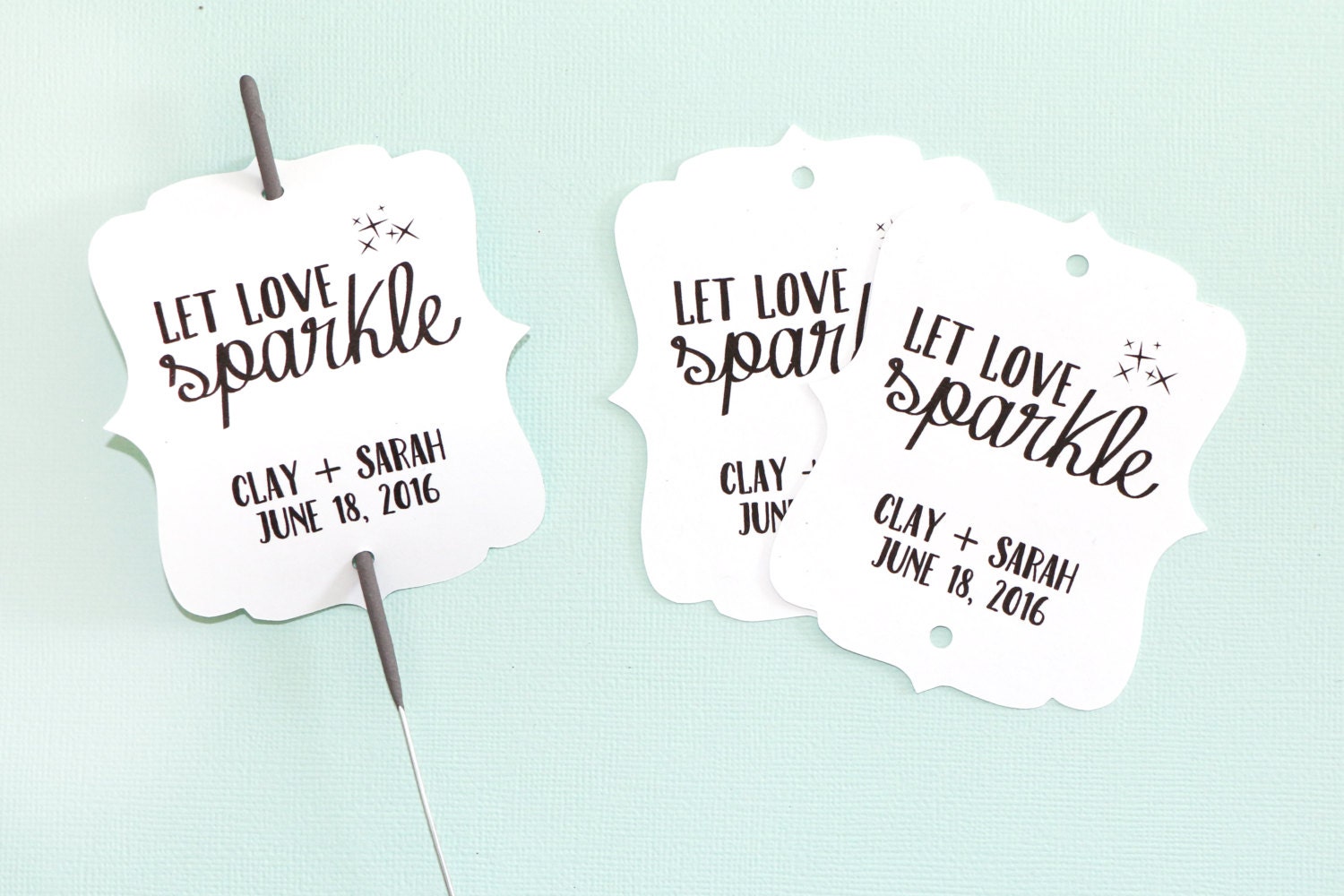 Let Love Sparkle Sparkler Gift Tags Black White