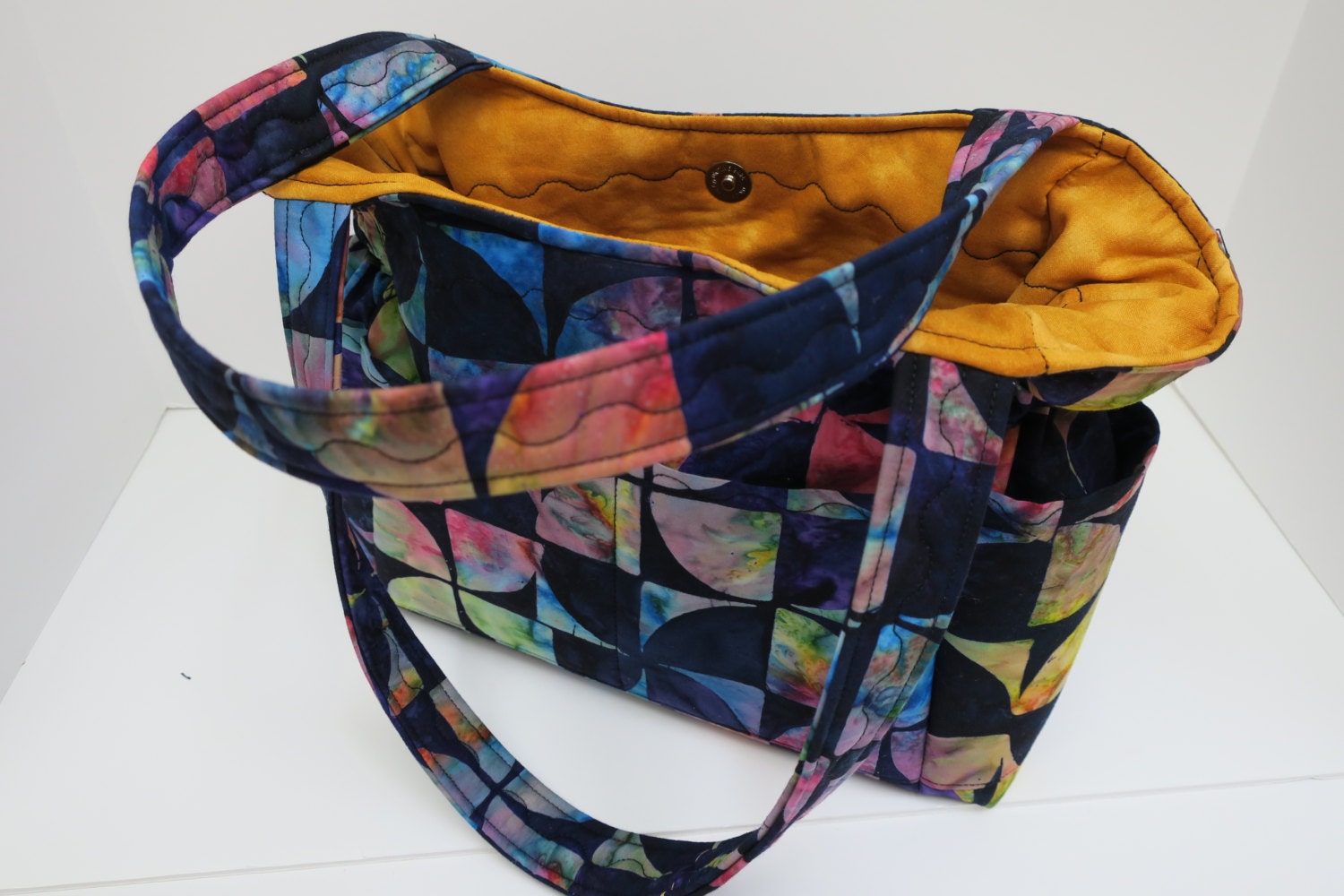 Medium Batik Multi Colored Purse Rainbow Gold Bag Handbag