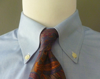 Vintage Brooks Brothers MAKERS All Silk Rich Autumnal Floral Paisley Trad / Ivy League Neck Tie. Made in USA.
