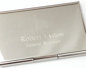 Business Card Case with Polished or Brushed Satin Finish Personalized Business Card Holder, Gifts Under 20