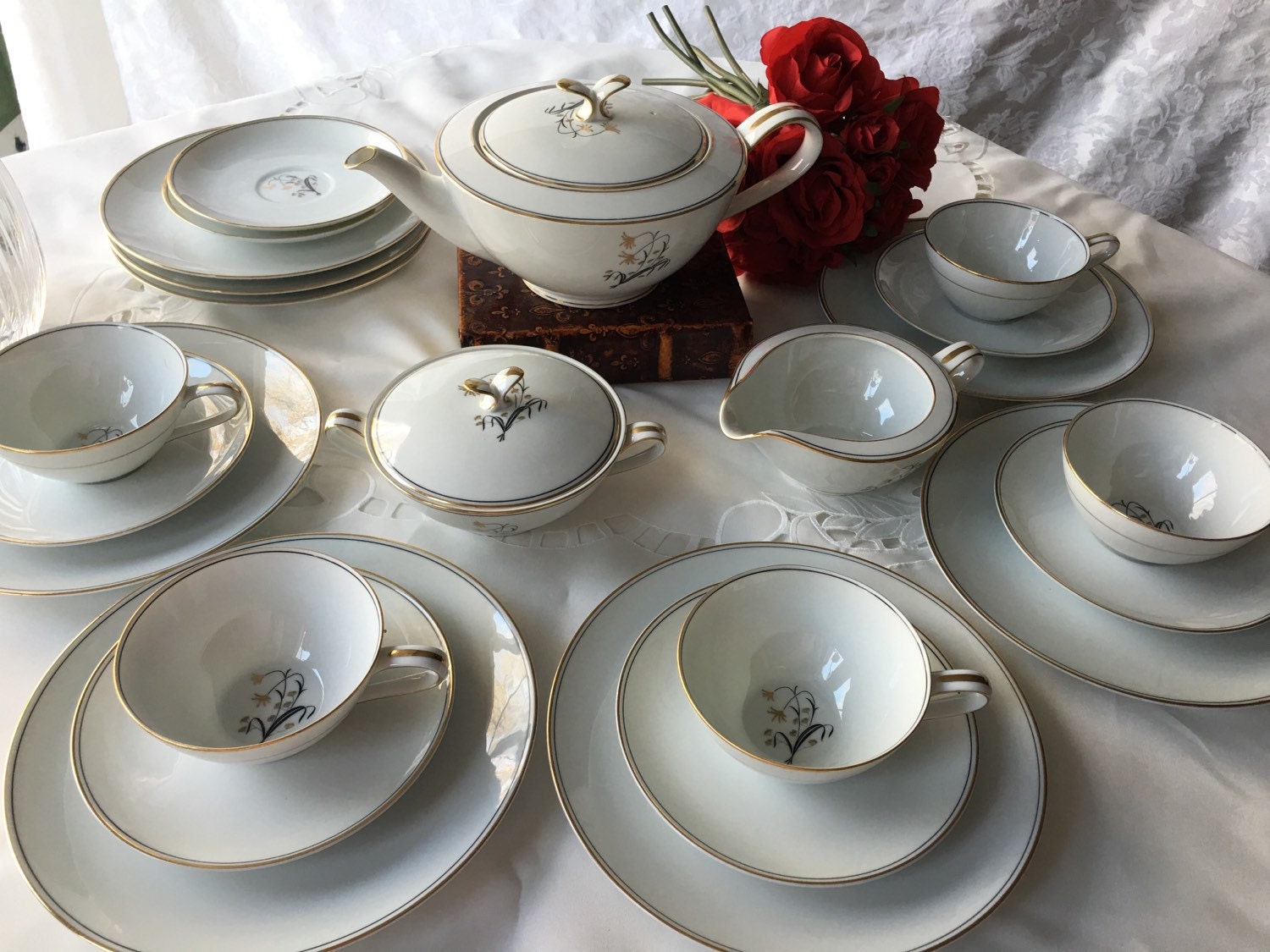 Noritake Diana Tea Set 24 Pieces Mid Century Modern Tea Set