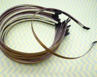 10pcs Metal headband with coffee satin 5mm Wide