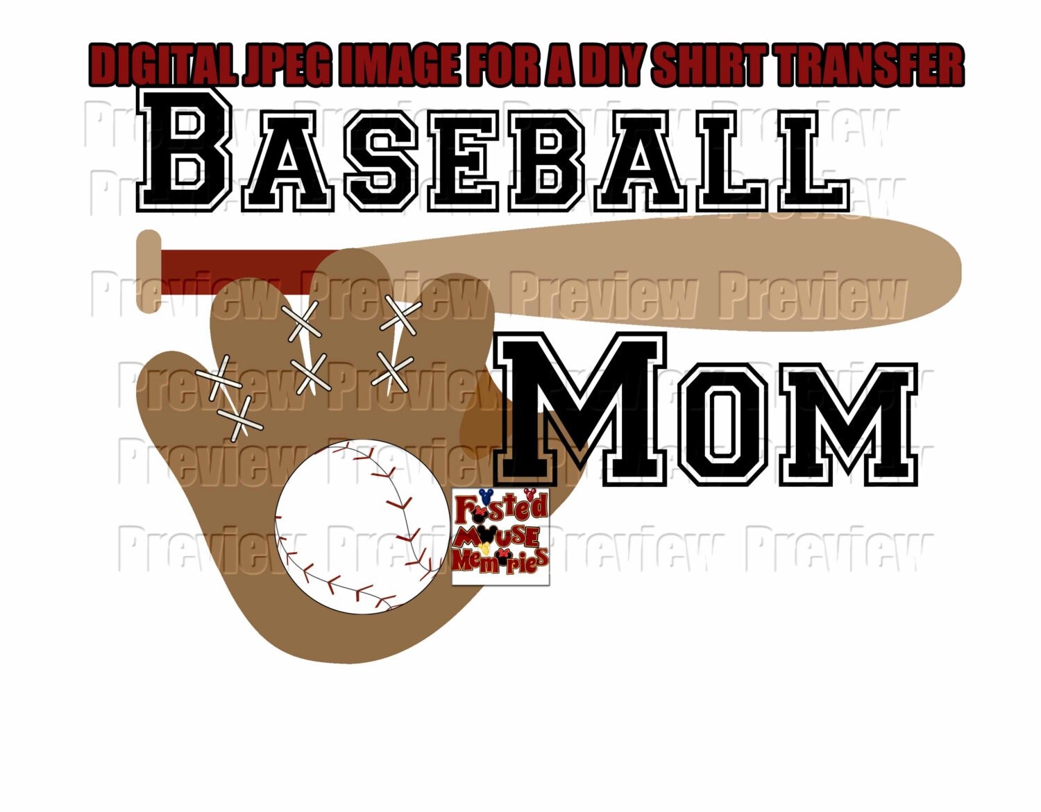 Baseball Mom Tshirt Transfer Design DIY Baseball MOM shirt