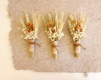 Rustic Boutonniere, Dried Flower Boutonniere, Fall Lapel Pin, Wheat Boutonniere, October Wedding, Fall Boutonniere, Boutineer, PRAIRIE
