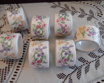 7 Floral Ceramic Napkin Rings
